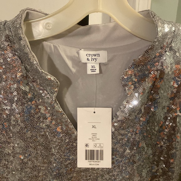 NWT CROWN & IVY SEQUIN PULLOVER SILHOUETTE DRESS - Picture 6 of 13